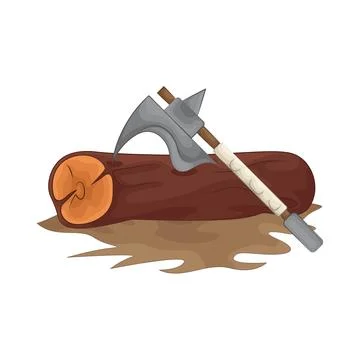 Chopping wood with an axe Stock Illustration