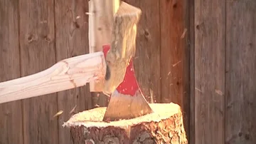 Chopping wood Stock Footage 85689381