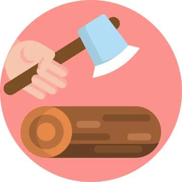Chopping wood Icon Isolated Vector Illustration vector illustration, Stock Illustration
