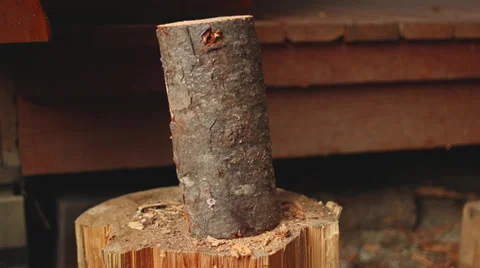 Chopping wood in slow motion Stock Footage 37066058