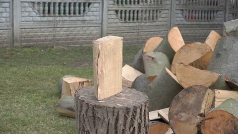 Chopping wood slow motion Stock Footage 242594181