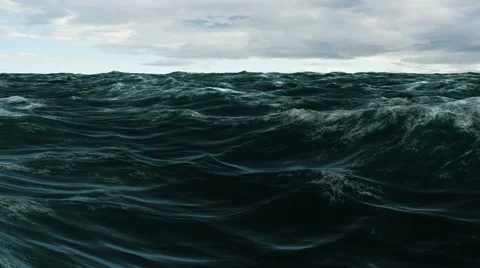 Choppy blue ocean under cloudy sky Stock-Footage 41015733