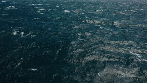 Choppy Dark Blue Sea Surface With Waves And Foam Video stock 339058433