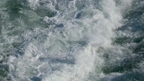 Choppy Ocean Seen from Ship with Rough Waves in Open Sea, Blue Water Big Swell Stock Footage 312015539