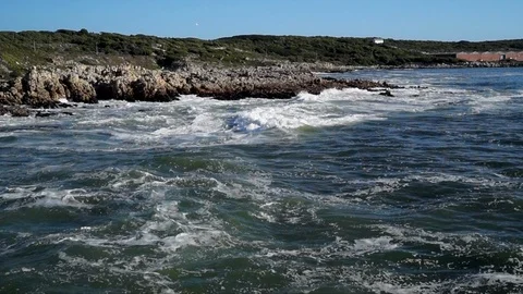 Choppy sea against rocks Stock Footage 87541253