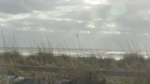 Choppy waters on a cloudy beach, 4K Stock Footage 46342276