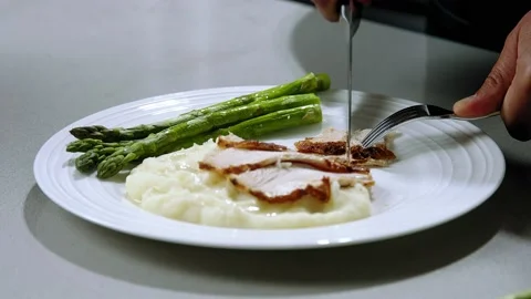 Chops meat in a plate Stock Footage 221187463