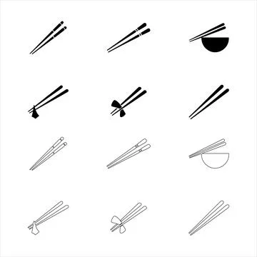 Chopstick icons set Stock Illustration
