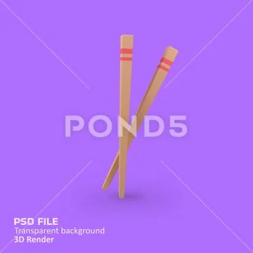 Chopstick isolated 3d render icon illustration Modello PSD