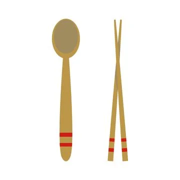 Chopsticks and spoon vector. chopsticks white background Stock Illustration