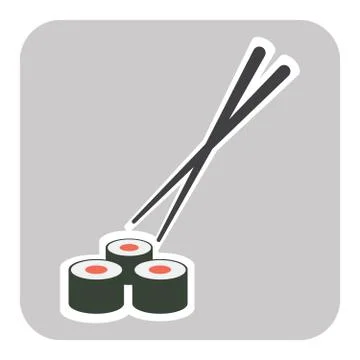 Chopsticks and sushi roll vector illustration Stock Illustration