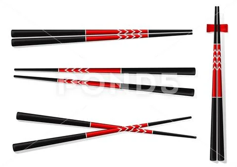 Chopsticks. Set Accessories for Sushi Isolated on White Background Stock Illustration