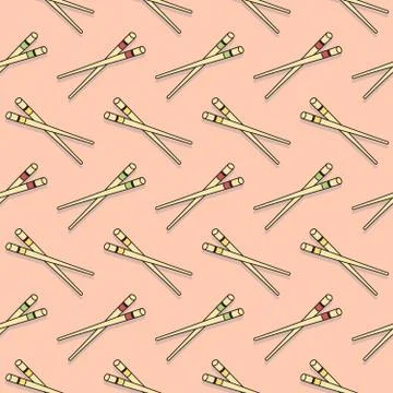 Chopsticks vector seamless pattern Stock Illustration