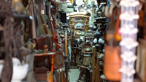 Chor Bazaar - Antique Indian Thieves Market  MUMBAI, Maharashtra, INDIA. Stock Footage 74613330