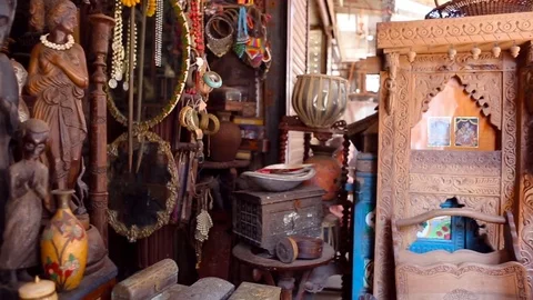 Chor Bazaar - Antique Indian Thieves Market  MUMBAI, Maharashtra, INDIA. Stock Footage 74613613