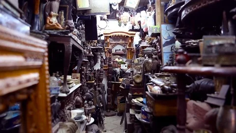 Chor Bazaar - Antique Indian Thieves Market  MUMBAI, Maharashtra, INDIA. Stock Footage 74613684