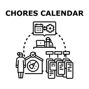 Chores calendar planning housework task management system Stock Illustration