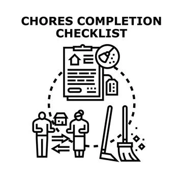 Chores completion checklist with household cleaning responsibilities Stock Illustration