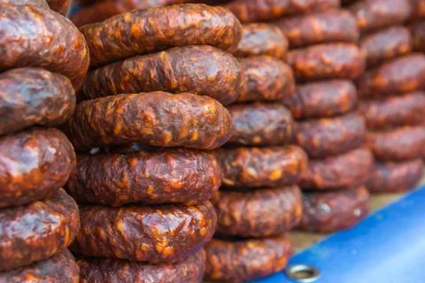 Chorizo ham cellar Fotos de archivo