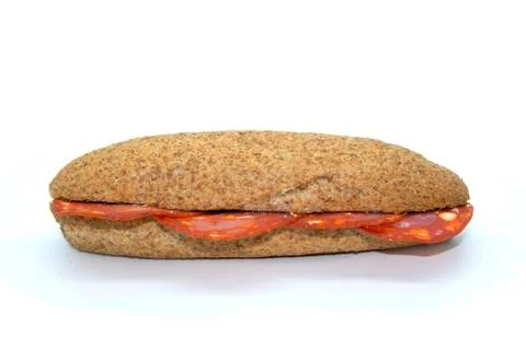 Chorizo sandwich on spanish wholemeal bread mollete Stock Photos