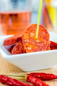 Chorizo, sausage of spain Stock Photos