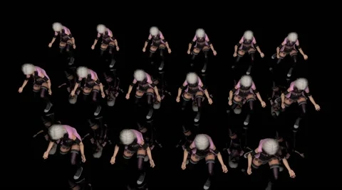Chorus Line Dance Step Loop With 3D Character Stock Footage 67124612
