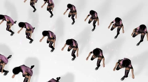 Chorus Line Dance Step Loop With 3D Character Stock Footage 67124615
