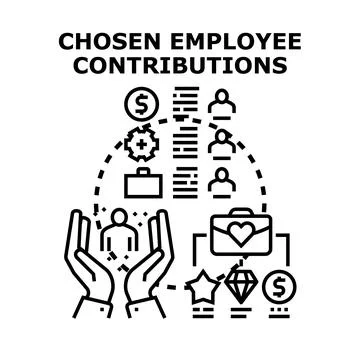 Chosen employee contributions program concept icon Stock Illustration