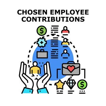 Chosen employee contributions program concept icon Stock Illustration