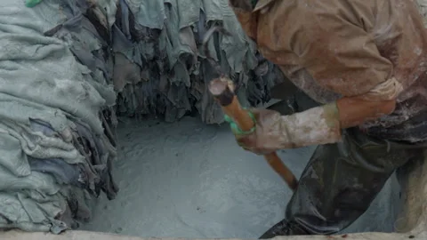 The Chouara Tannery leather processing center in the city of Fez, Morocco. Stock Footage 346223880