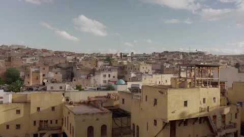 The Chouara Tannery leather processing center in the city of Fez, Morocco. Stock Footage 346224063