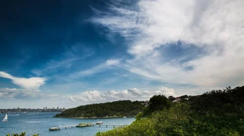 Chowder Bay and Clouds Stock Footage 46605260