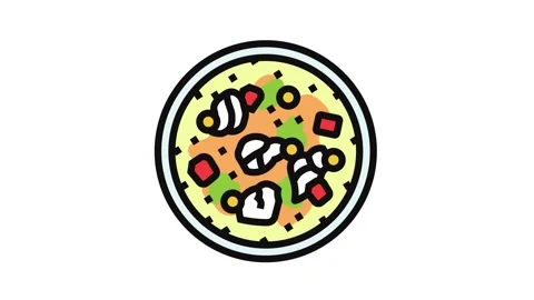 Chowder fish color icon animation Stock Footage 326108870