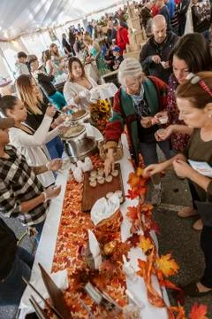 Chowder samples going fast Stock Photos