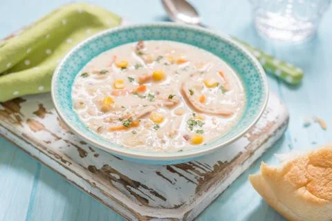 Chowder with Sweet Corn, Chicken Stock Photos