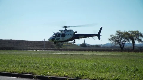 CHP Helicopter landing Stock Footage 95543612