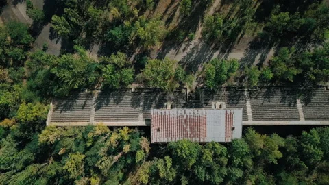 Chrenobyl pripyat ghost town drone footage ussr Stockbeeldmateriaal 172330956