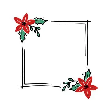 Chrirtmas floral frame with rectangle shape Illustrazione stock