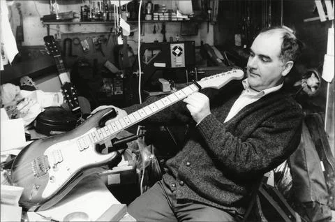 Chris Webb Repairing A Guitar At Elgin Music A Musical Instrument Repair Shop In Stock Photos