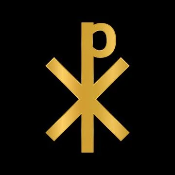 Chrismon sign icon on lblack. Stock Illustration