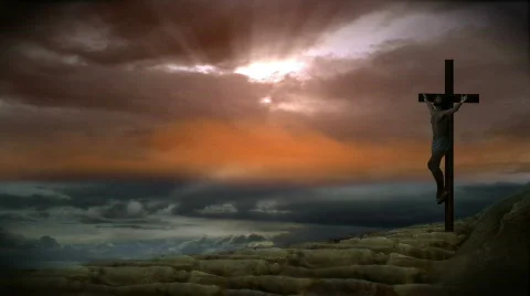 Christ Crucify on a Hill Stock Footage