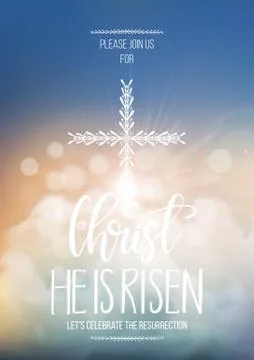 Christ He is risen, vector Easter religious poster template Stock Illustration