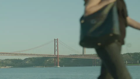Christ The King Statue And 25 April Bridge, Lisbon, Portugal Video Stock Footage 273775047