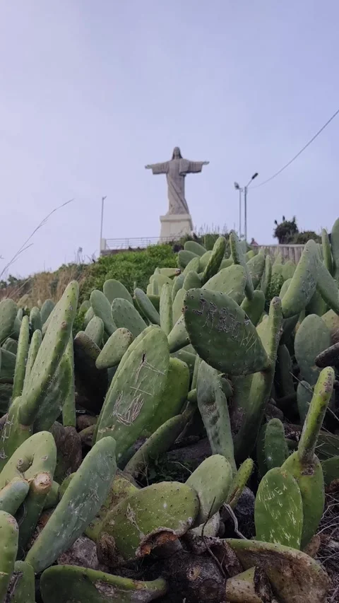 The Christ the King statue is a Catholic monument on Madeira island, Portugal Stock Footage 269529745