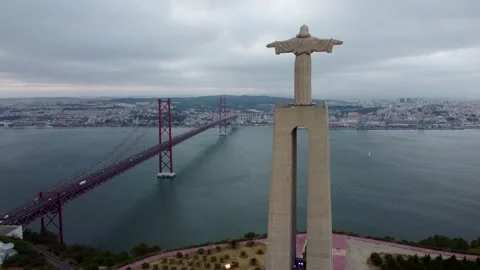 Christ the King Statue in Lisbon Video stock 157610248