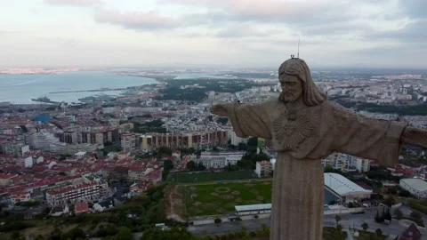 Christ the King Statue in Lisbon Stock Footage 157610310
