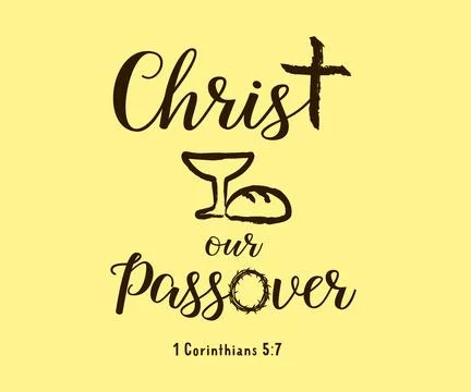 Christ our Passover lettering with bread and cup Stock Illustration