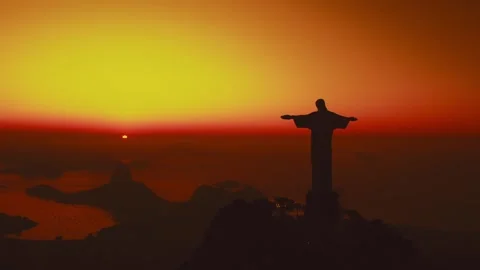 Christ the Redeemer and Sugarloaf Mountain best sunrise Stock Footage 237694453