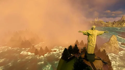 Christ the Redeemer on a cloudy day Stock Footage 86891604