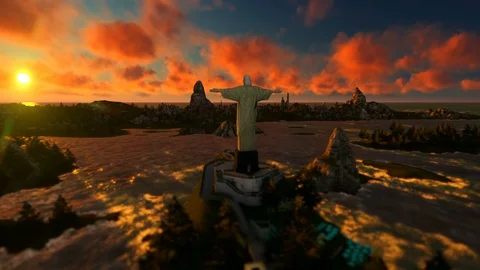 Christ the Redeemer at dawn Video stock 86730442